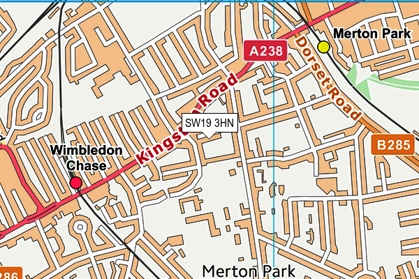 SW19 3HN map - OS VectorMap District (Ordnance Survey)