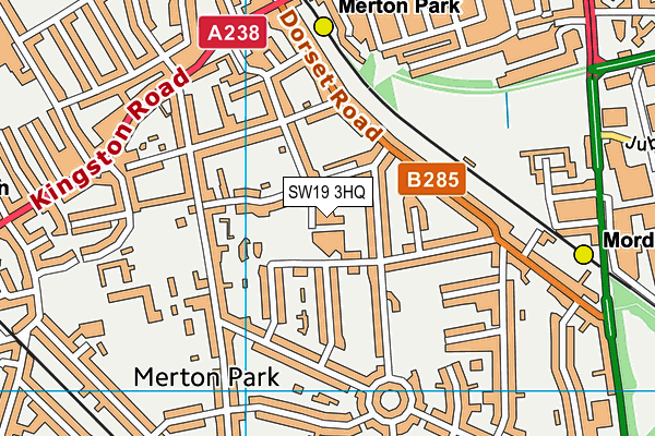 SW19 3HQ map - OS VectorMap District (Ordnance Survey)