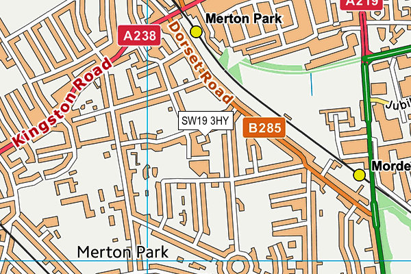 SW19 3HY map - OS VectorMap District (Ordnance Survey)