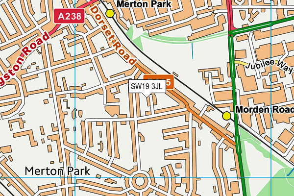 SW19 3JL map - OS VectorMap District (Ordnance Survey)