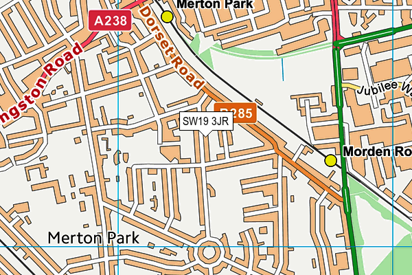 SW19 3JR map - OS VectorMap District (Ordnance Survey)