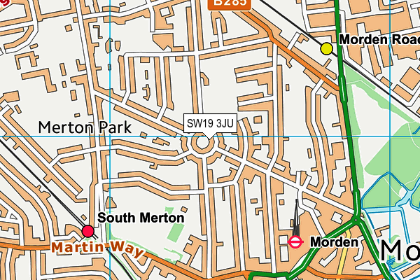 SW19 3JU map - OS VectorMap District (Ordnance Survey)