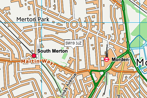 SW19 3JZ map - OS VectorMap District (Ordnance Survey) SW19 3JZ map - OS VectorMap District (Ordnance Survey)