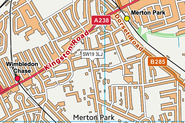 SW19 3LJ map - OS VectorMap District (Ordnance Survey)