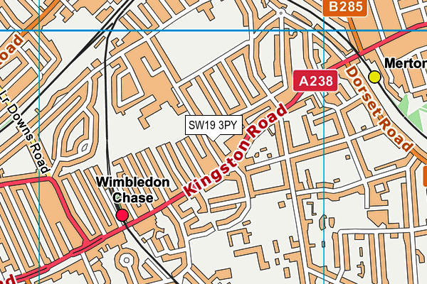 SW19 3PY map - OS VectorMap District (Ordnance Survey)