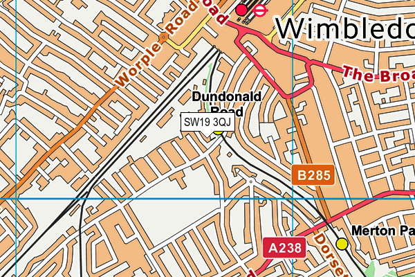 SW19 3QJ map - OS VectorMap District (Ordnance Survey) SW19 3QJ map - OS VectorMap District (Ordnance Survey)