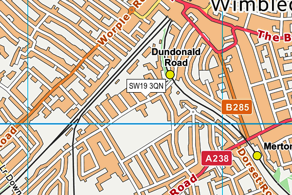 SW19 3QN map - OS VectorMap District (Ordnance Survey)
