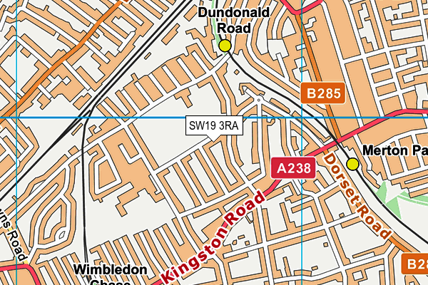 SW19 3RA map - OS VectorMap District (Ordnance Survey)