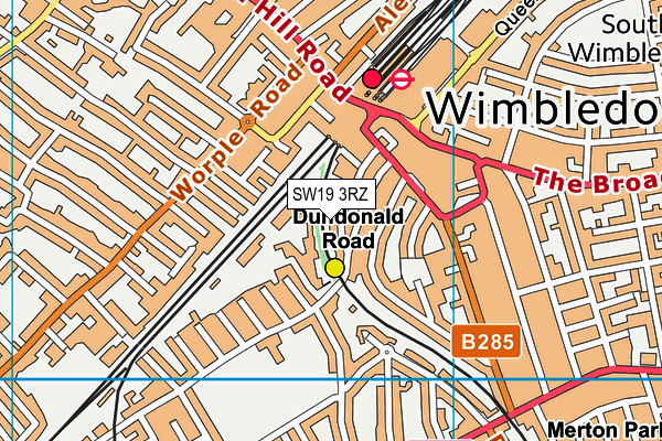 SW19 3RZ map - OS VectorMap District (Ordnance Survey)