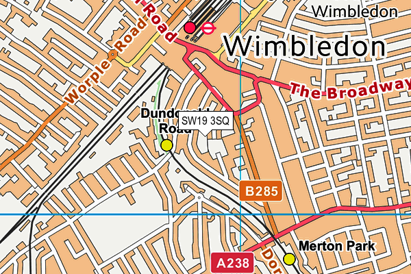 SW19 3SQ map - OS VectorMap District (Ordnance Survey)