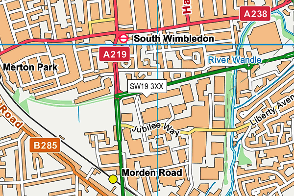 SW19 3XX map - OS VectorMap District (Ordnance Survey)