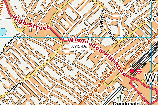 SW19 4AJ map - OS VectorMap District (Ordnance Survey)