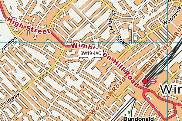 SW19 4AQ map - OS VectorMap District (Ordnance Survey) SW19 4AQ map - OS VectorMap District (Ordnance Survey)