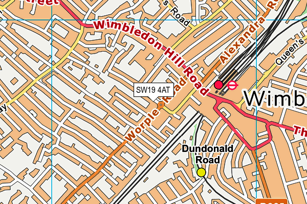 SW19 4AT map - OS VectorMap District (Ordnance Survey)