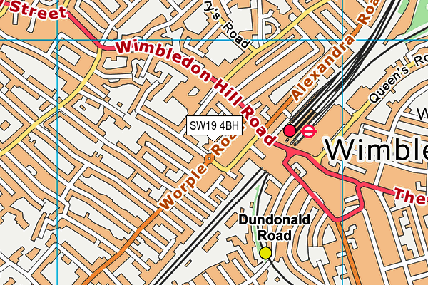 SW19 4BH map - OS VectorMap District (Ordnance Survey) SW19 4BH map - OS VectorMap District (Ordnance Survey)