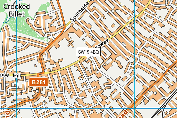 SW19 4BQ map - OS VectorMap District (Ordnance Survey) SW19 4BQ map - OS VectorMap District (Ordnance Survey)