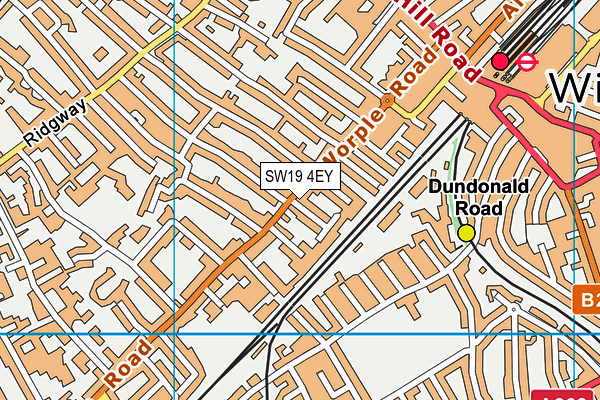 SW19 4EY map - OS VectorMap District (Ordnance Survey) SW19 4EY map - OS VectorMap District (Ordnance Survey)