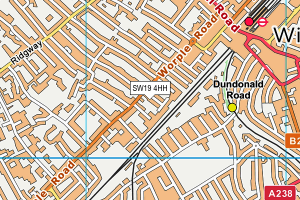 SW19 4HH map - OS VectorMap District (Ordnance Survey)