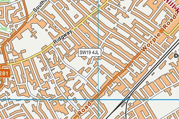 SW19 4JL map - OS VectorMap District (Ordnance Survey) SW19 4JL map - OS VectorMap District (Ordnance Survey)