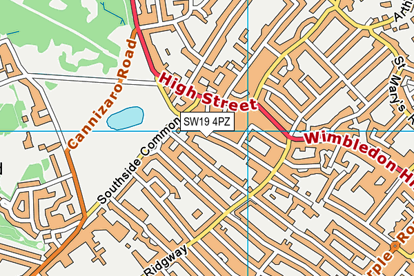 SW19 4PZ map - OS VectorMap District (Ordnance Survey) SW19 4PZ map - OS VectorMap District (Ordnance Survey)