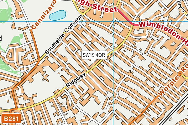 SW19 4QR map - OS VectorMap District (Ordnance Survey) SW19 4QR map - OS VectorMap District (Ordnance Survey)