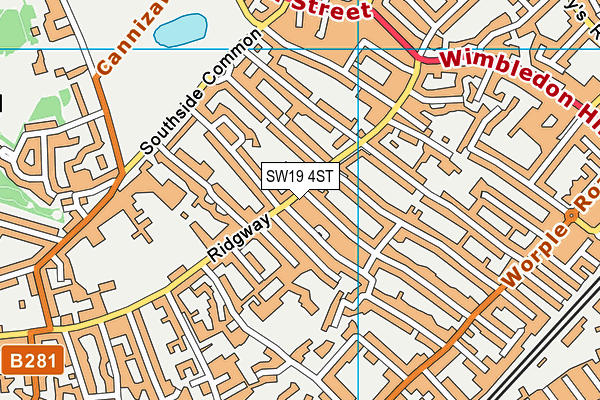 SW19 4ST map - OS VectorMap District (Ordnance Survey) SW19 4ST map - OS VectorMap District (Ordnance Survey)