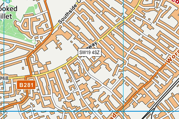 SW19 4SZ map - OS VectorMap District (Ordnance Survey) SW19 4SZ map - OS VectorMap District (Ordnance Survey)