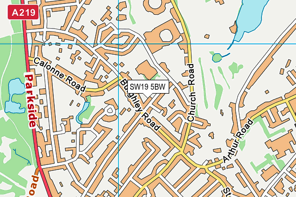 SW19 5BW map - OS VectorMap District (Ordnance Survey) SW19 5BW map - OS VectorMap District (Ordnance Survey)