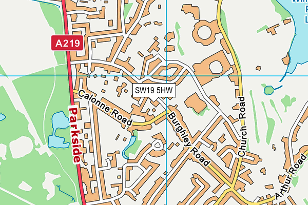 SW19 5HW map - OS VectorMap District (Ordnance Survey) SW19 5HW map - OS VectorMap District (Ordnance Survey)