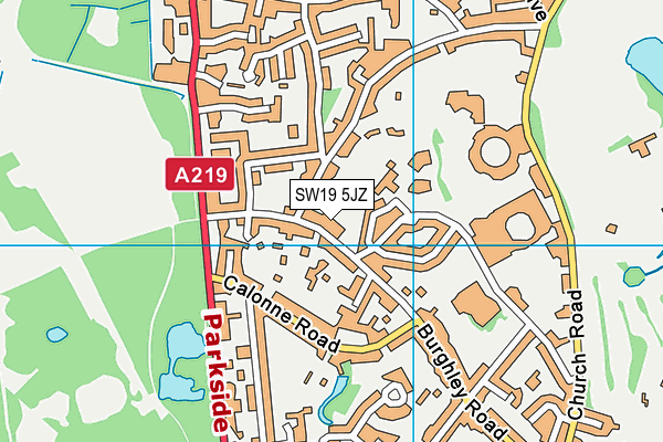 SW19 5JZ map - OS VectorMap District (Ordnance Survey) SW19 5JZ map - OS VectorMap District (Ordnance Survey)