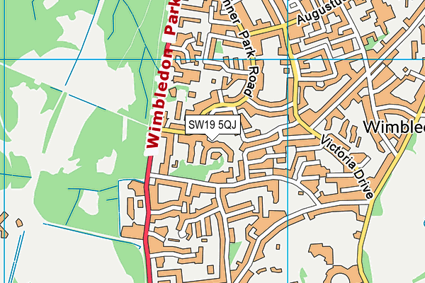 SW19 5QJ map - OS VectorMap District (Ordnance Survey) SW19 5QJ map - OS VectorMap District (Ordnance Survey)