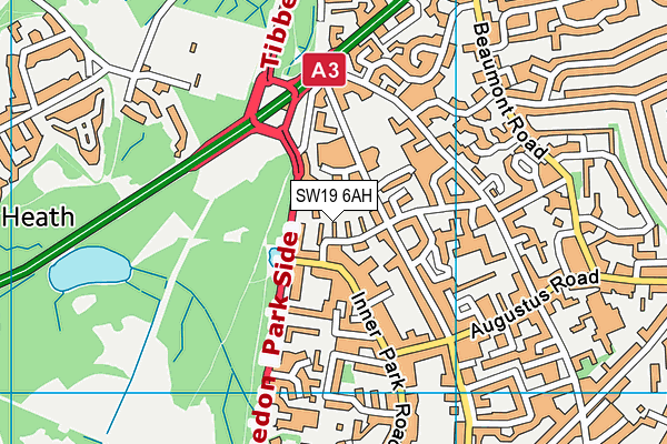 SW19 6AH map - OS VectorMap District (Ordnance Survey) SW19 6AH map - OS VectorMap District (Ordnance Survey)