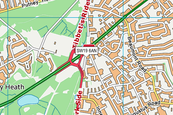 SW19 6AN map - OS VectorMap District (Ordnance Survey)