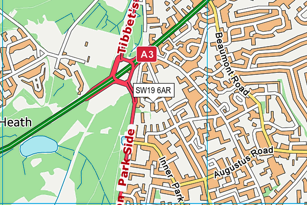 SW19 6AR map - OS VectorMap District (Ordnance Survey) SW19 6AR map - OS VectorMap District (Ordnance Survey)