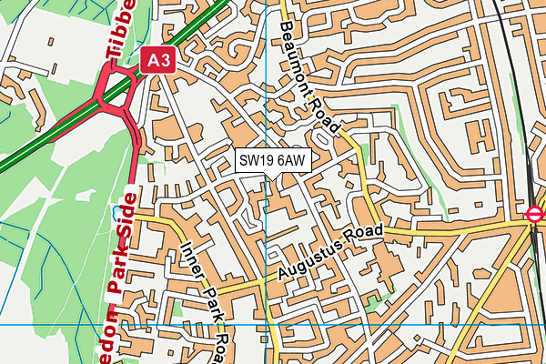 SW19 6AW map - OS VectorMap District (Ordnance Survey) SW19 6AW map - OS VectorMap District (Ordnance Survey)
