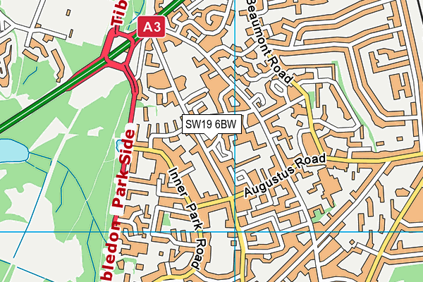 SW19 6BW map - OS VectorMap District (Ordnance Survey) SW19 6BW map - OS VectorMap District (Ordnance Survey)