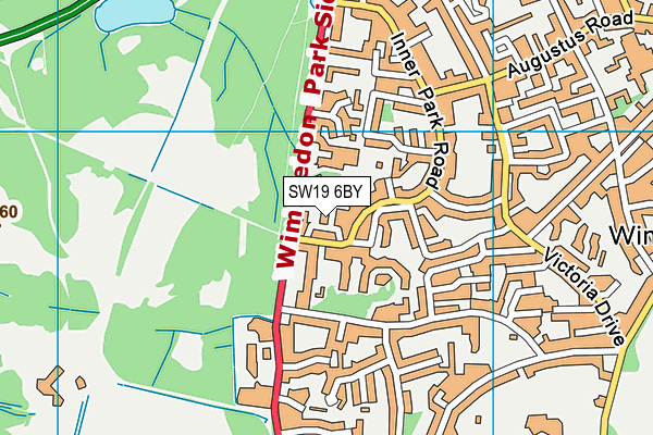 SW19 6BY map - OS VectorMap District (Ordnance Survey)