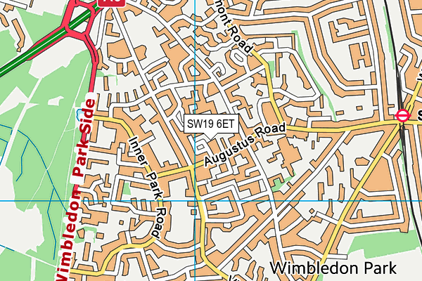 SW19 6ET map - OS VectorMap District (Ordnance Survey)