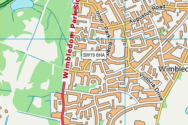 SW19 6HA map - OS VectorMap District (Ordnance Survey)