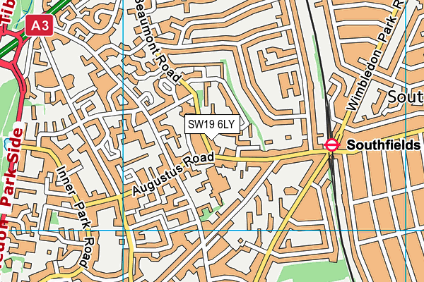SW19 6LY map - OS VectorMap District (Ordnance Survey)