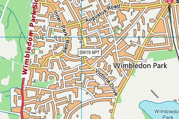 SW19 6PT map - OS VectorMap District (Ordnance Survey) SW19 6PT map - OS VectorMap District (Ordnance Survey)