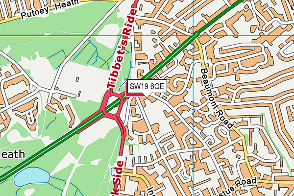 SW19 6QE map - OS VectorMap District (Ordnance Survey)