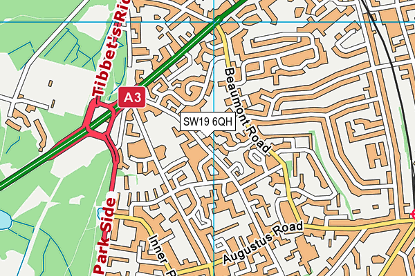 SW19 6QH map - OS VectorMap District (Ordnance Survey) SW19 6QH map - OS VectorMap District (Ordnance Survey)