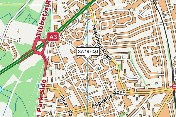 SW19 6QJ map - OS VectorMap District (Ordnance Survey) SW19 6QJ map - OS VectorMap District (Ordnance Survey)