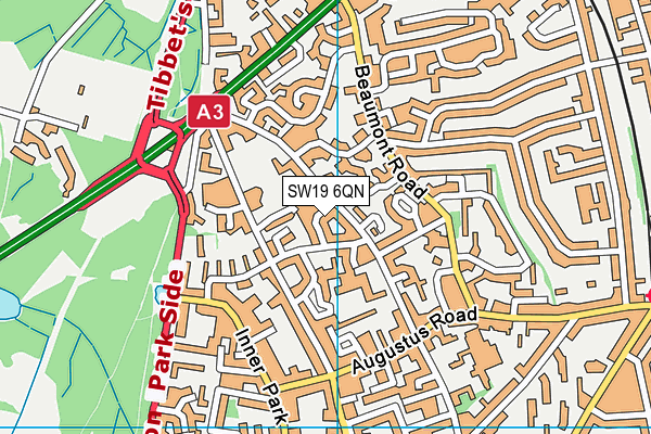 SW19 6QN map - OS VectorMap District (Ordnance Survey)