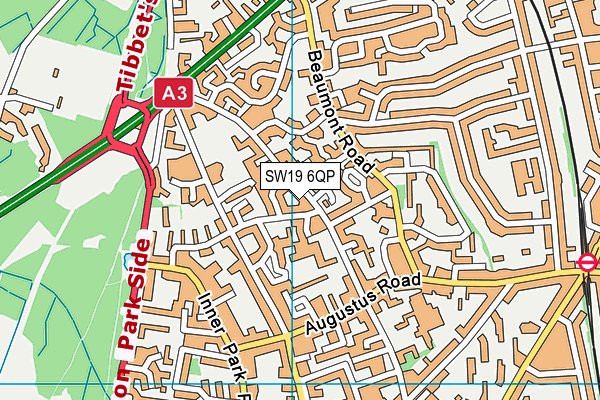 SW19 6QP map - OS VectorMap District (Ordnance Survey) SW19 6QP map - OS VectorMap District (Ordnance Survey)