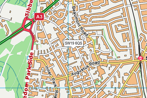 SW19 6QS map - OS VectorMap District (Ordnance Survey)