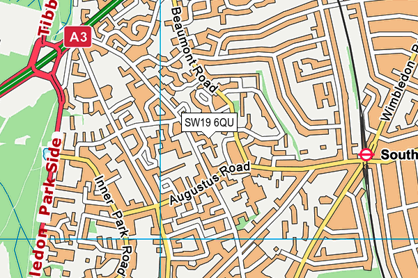 SW19 6QU map - OS VectorMap District (Ordnance Survey) SW19 6QU map - OS VectorMap District (Ordnance Survey)