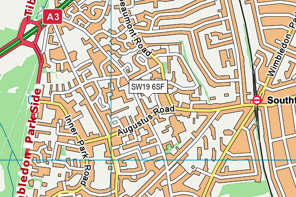 SW19 6SF map - OS VectorMap District (Ordnance Survey)