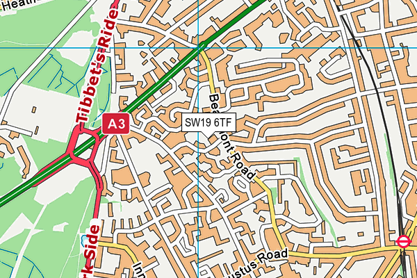 SW19 6TF map - OS VectorMap District (Ordnance Survey)